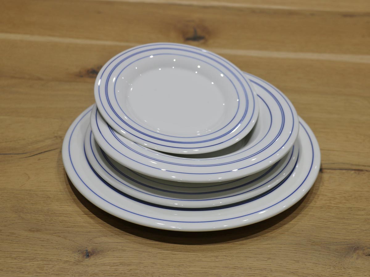 white soup plate with blue rim 22cm