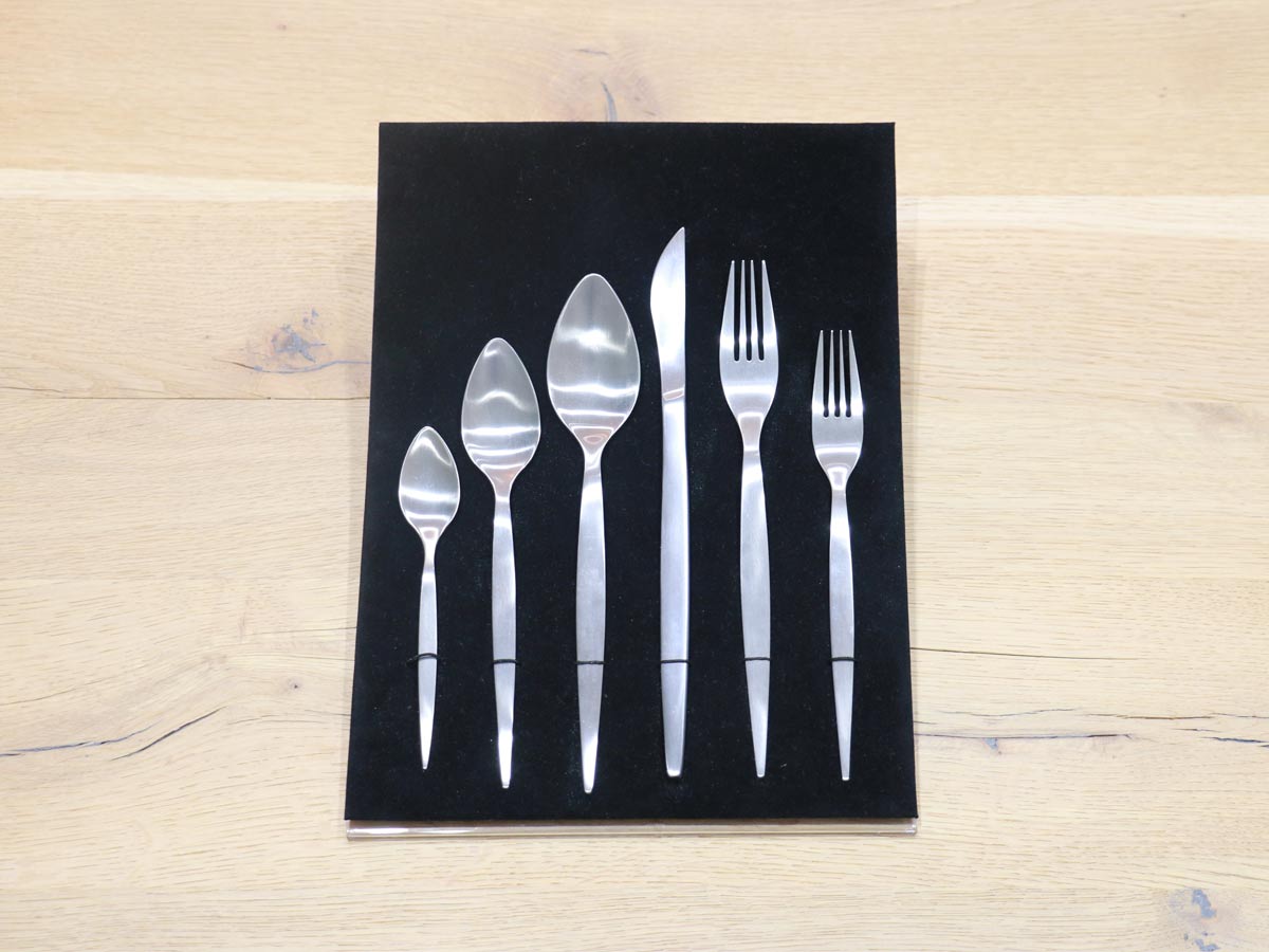 matte silver-colored stainless steel table fork