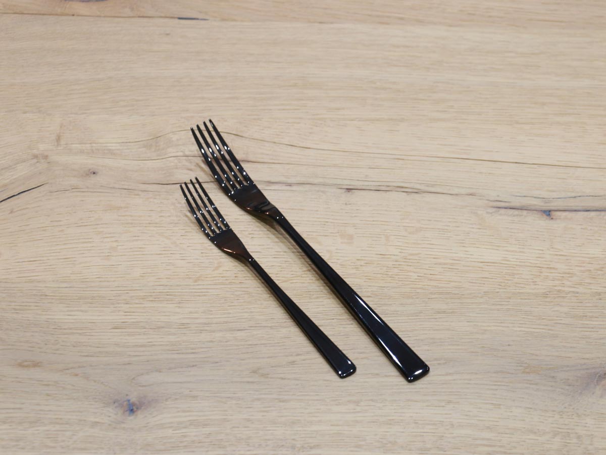 shiny stainless steel black coated table fork