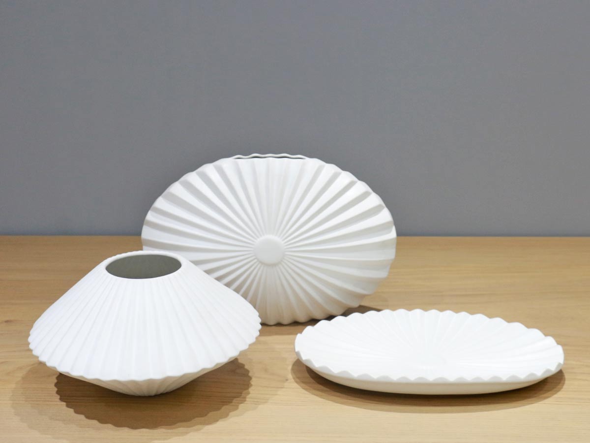 ceramic semi matt oval vase