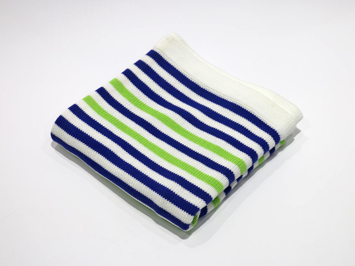 baby blanket in stripes blue green beige