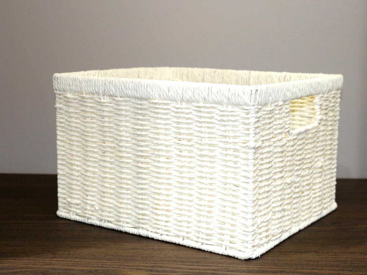 rectangular double handed basket white