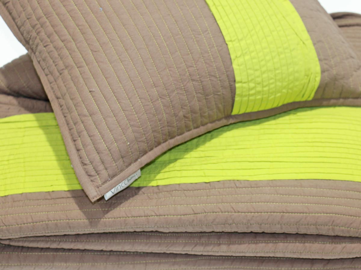 carlo green pleated quilt 170x220 cm with one cushion cover
