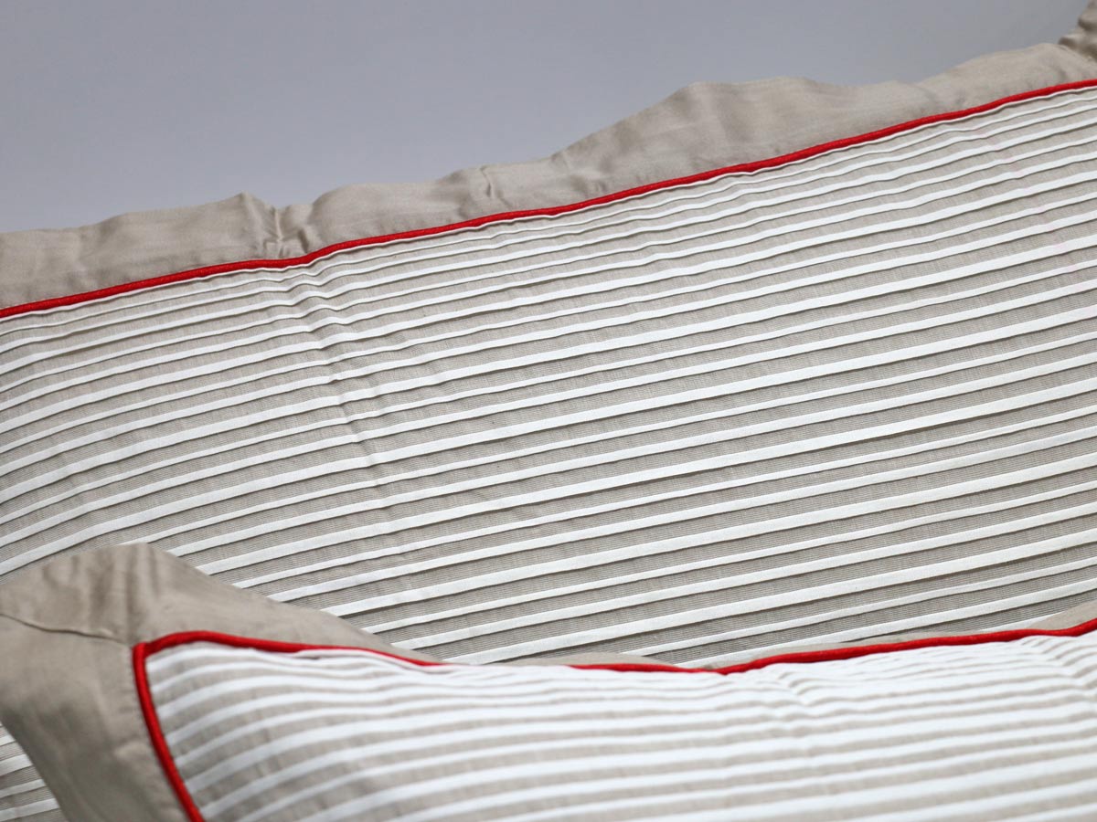 red pleated bed set queen 100% cotton with two pillow covers
