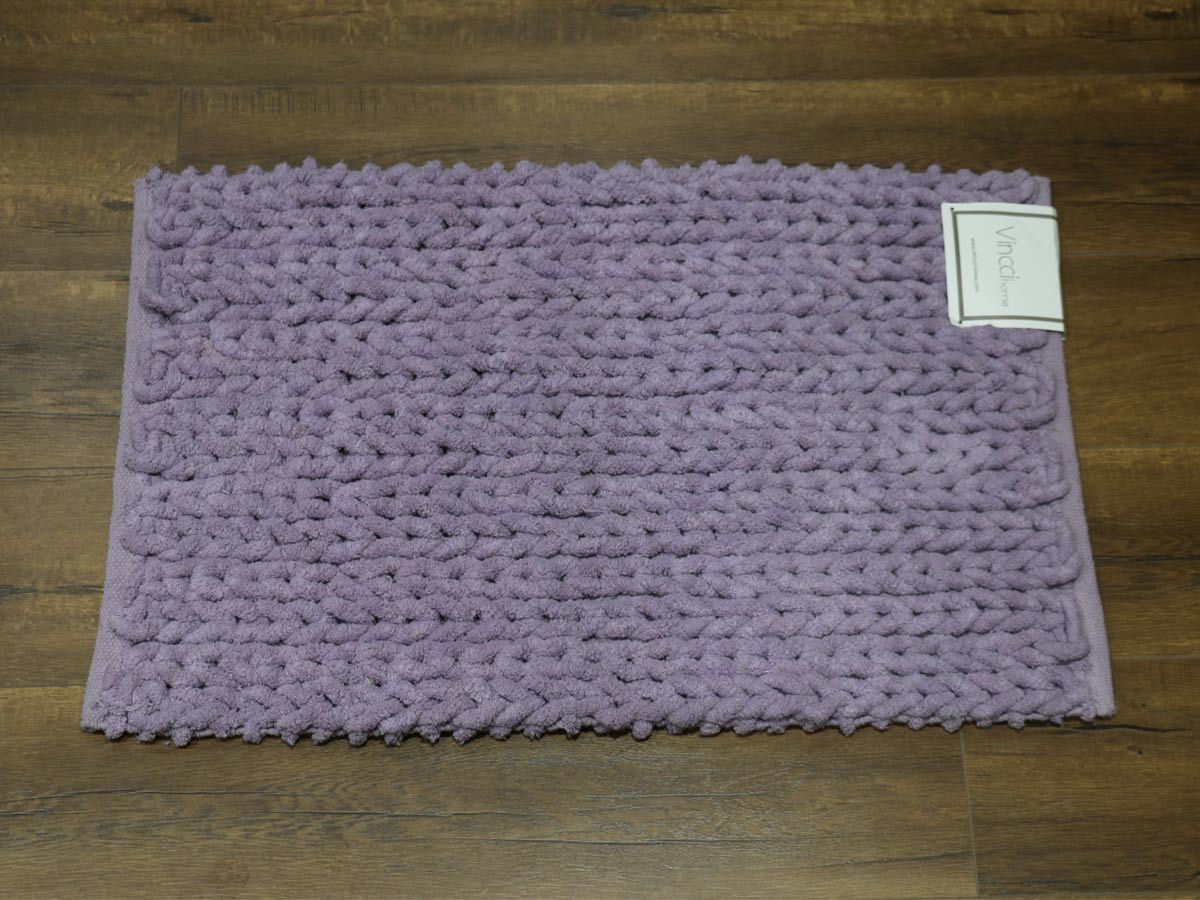 chenille eben bath mat purple 50x80cm