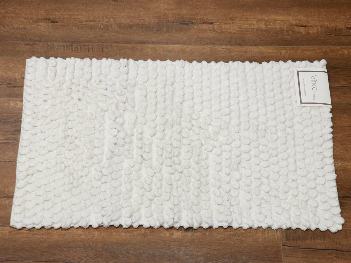 chenille horizon bath mat white 50x80cm