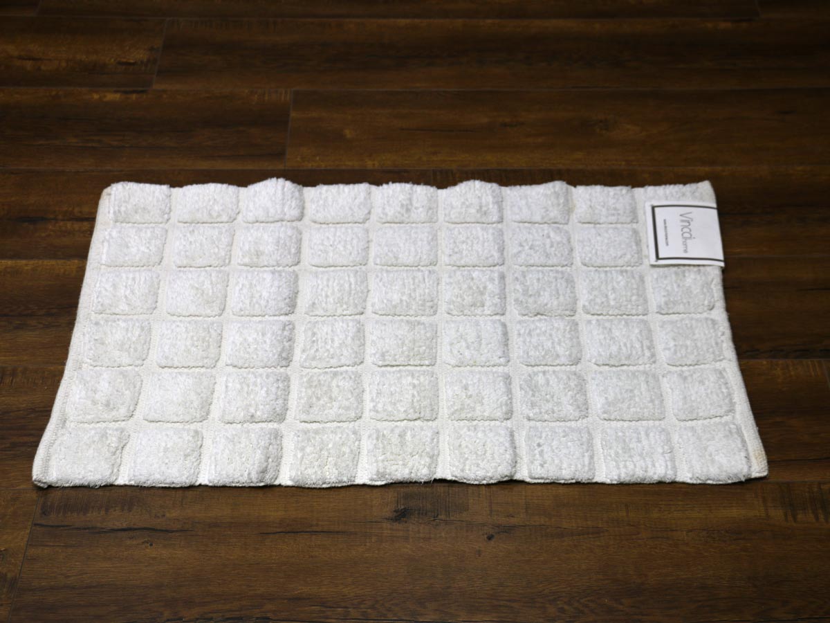 cotton squares bath mat white 50x80cm