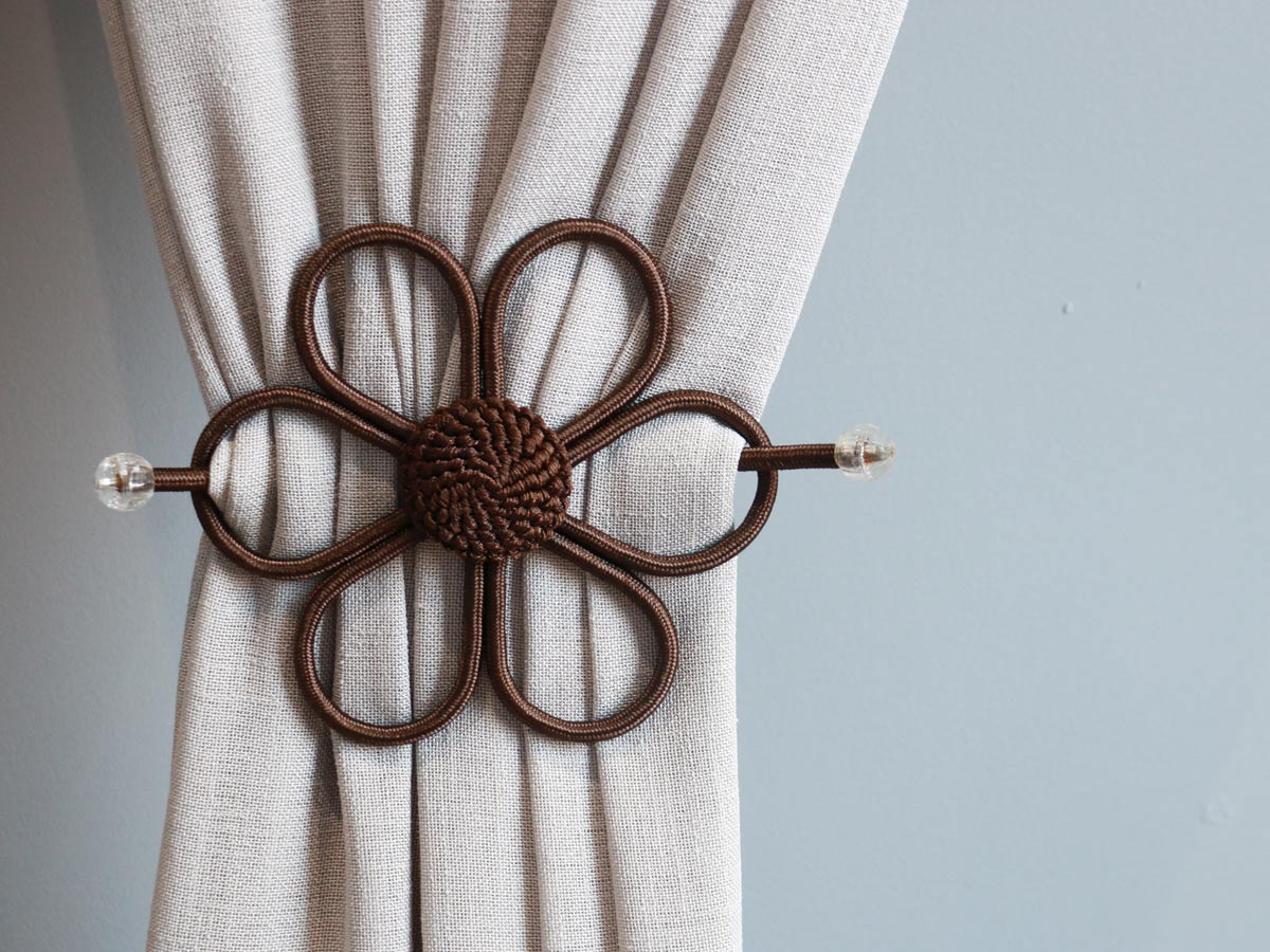 satin flower brown curtain tie