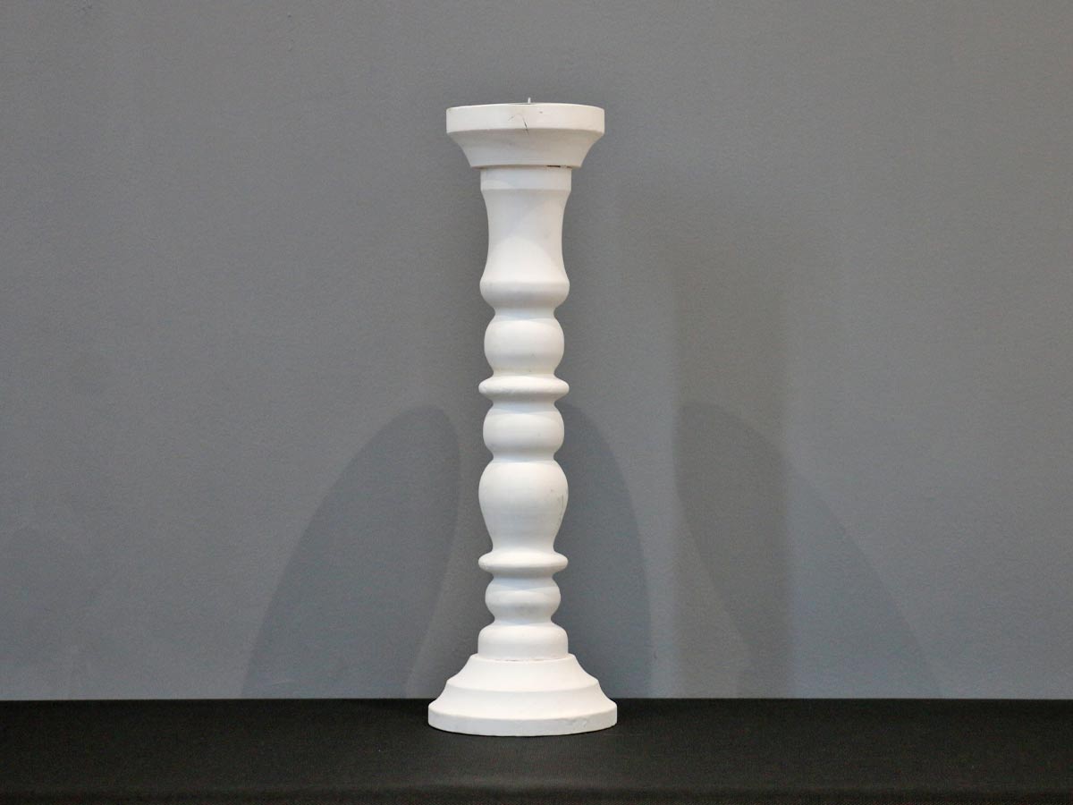 white wooden candle holder long