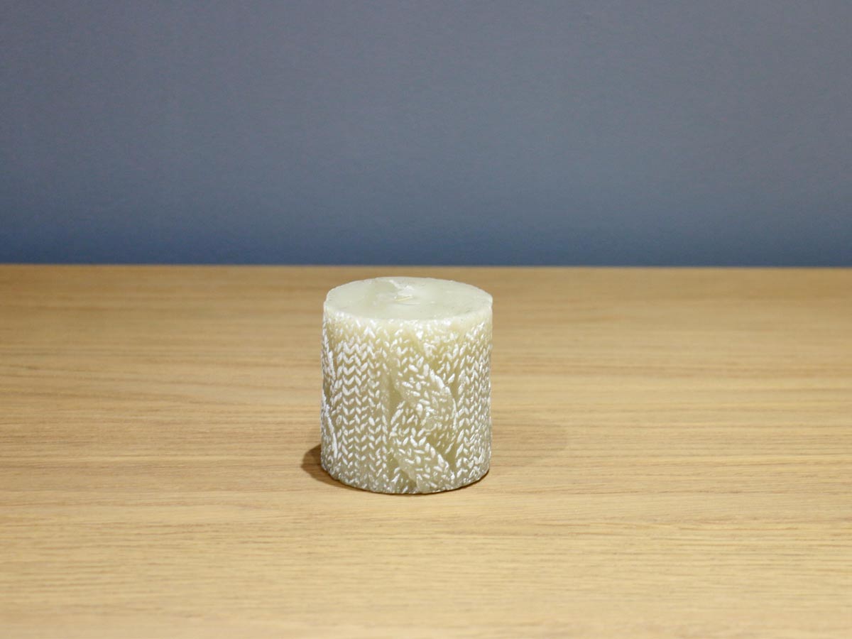 wool design beige candle 7.5 cm