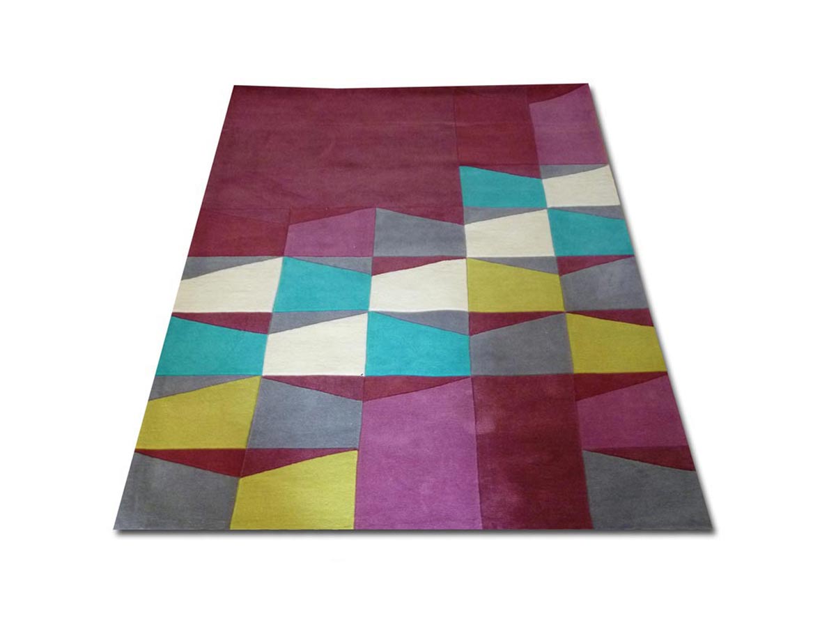 hand-tufted rug purple in blocks 120x180 cm