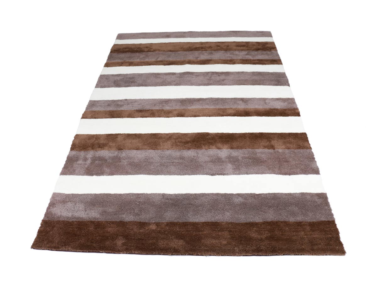shaggy rug in brown stripes 200x300 cm