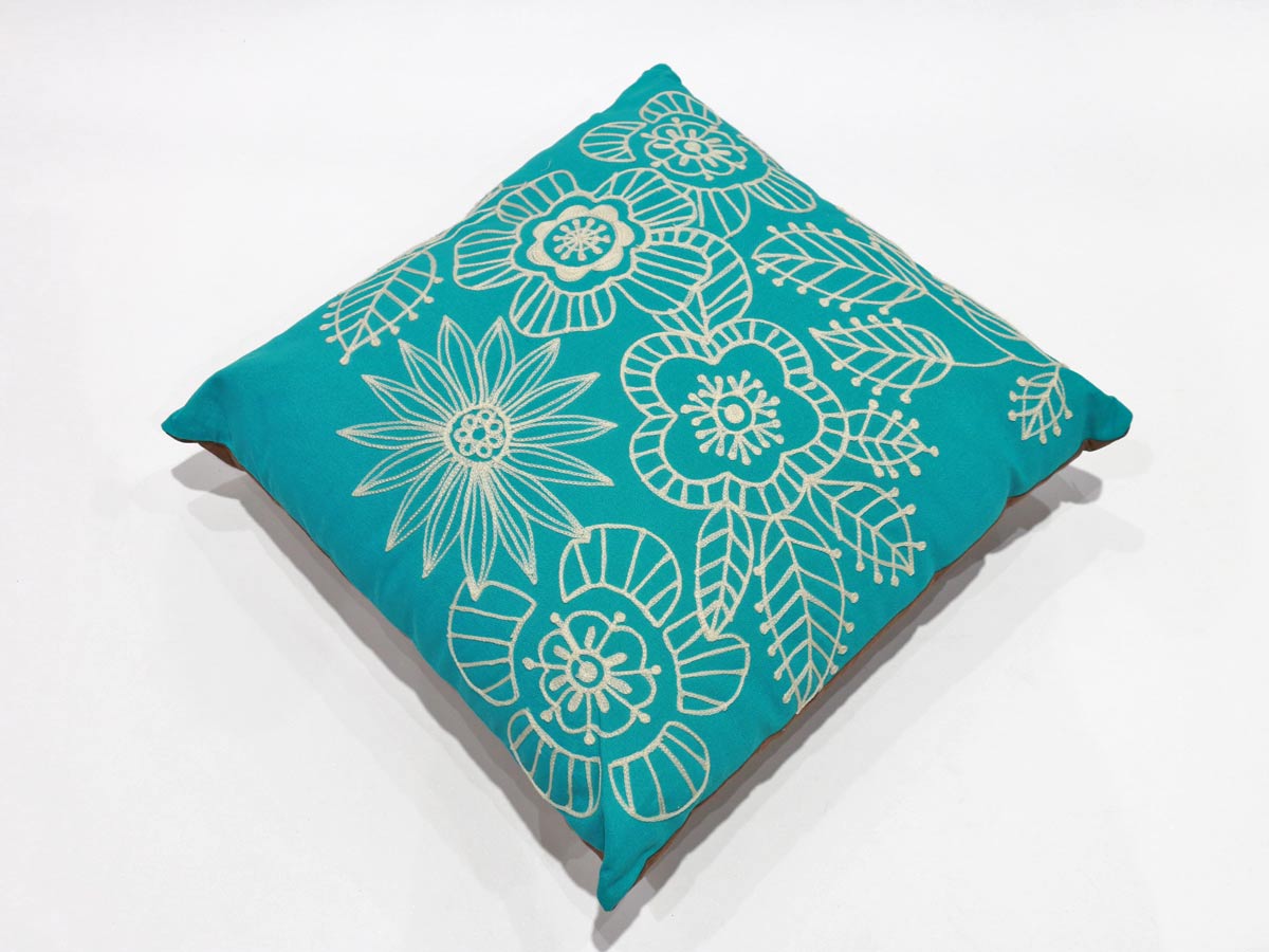 floral turquoise cushion 45x45 cm