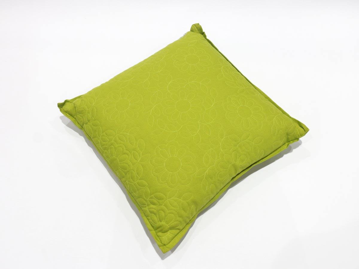 cushion with embroidery green 45x45 cm