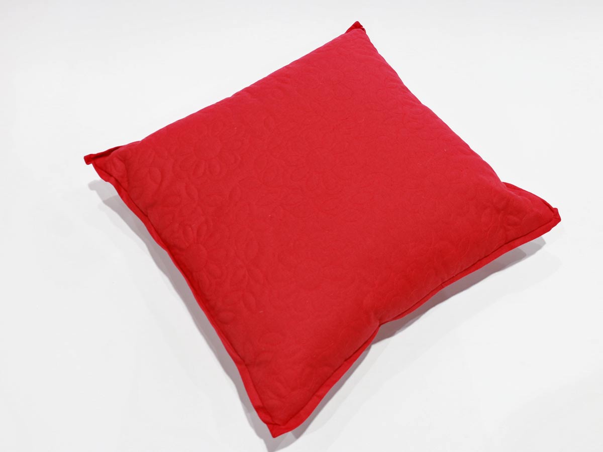 cushion with embroidery red 45x45 cm