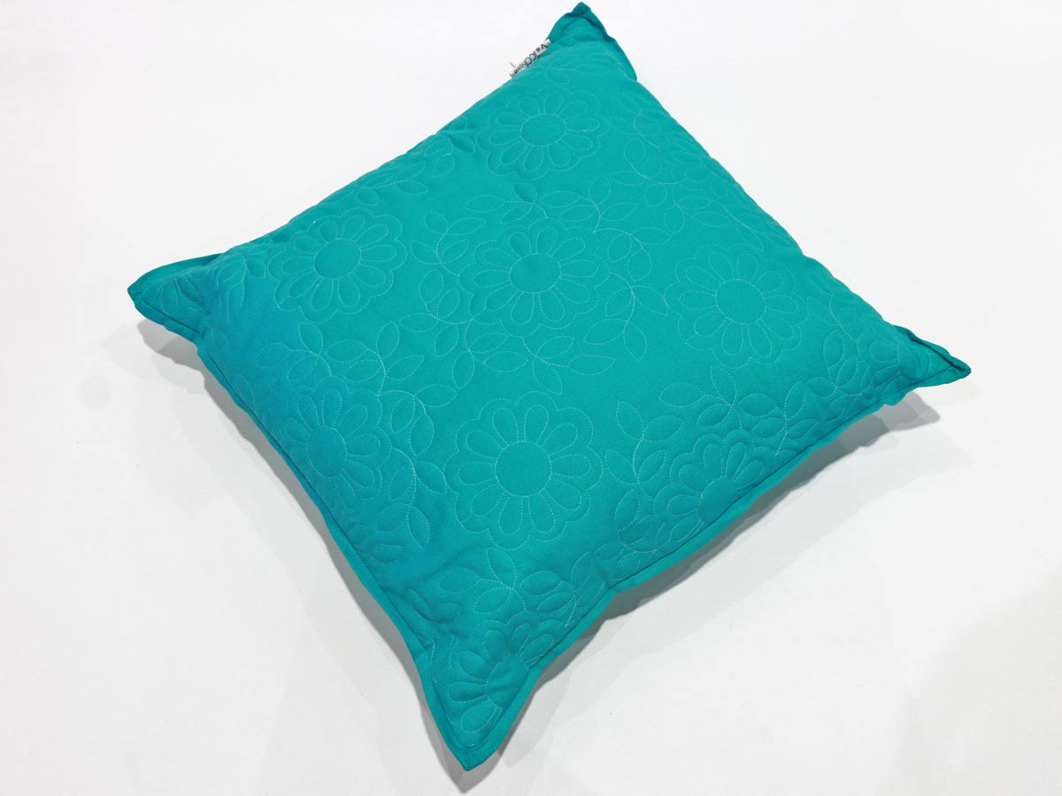 cushion with embroidery turquoise 45x45 cm