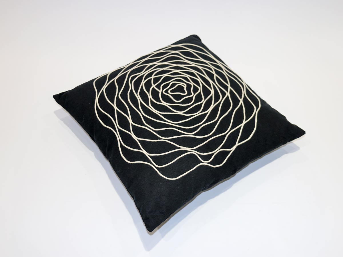black cushion with flower 45x45 cm
