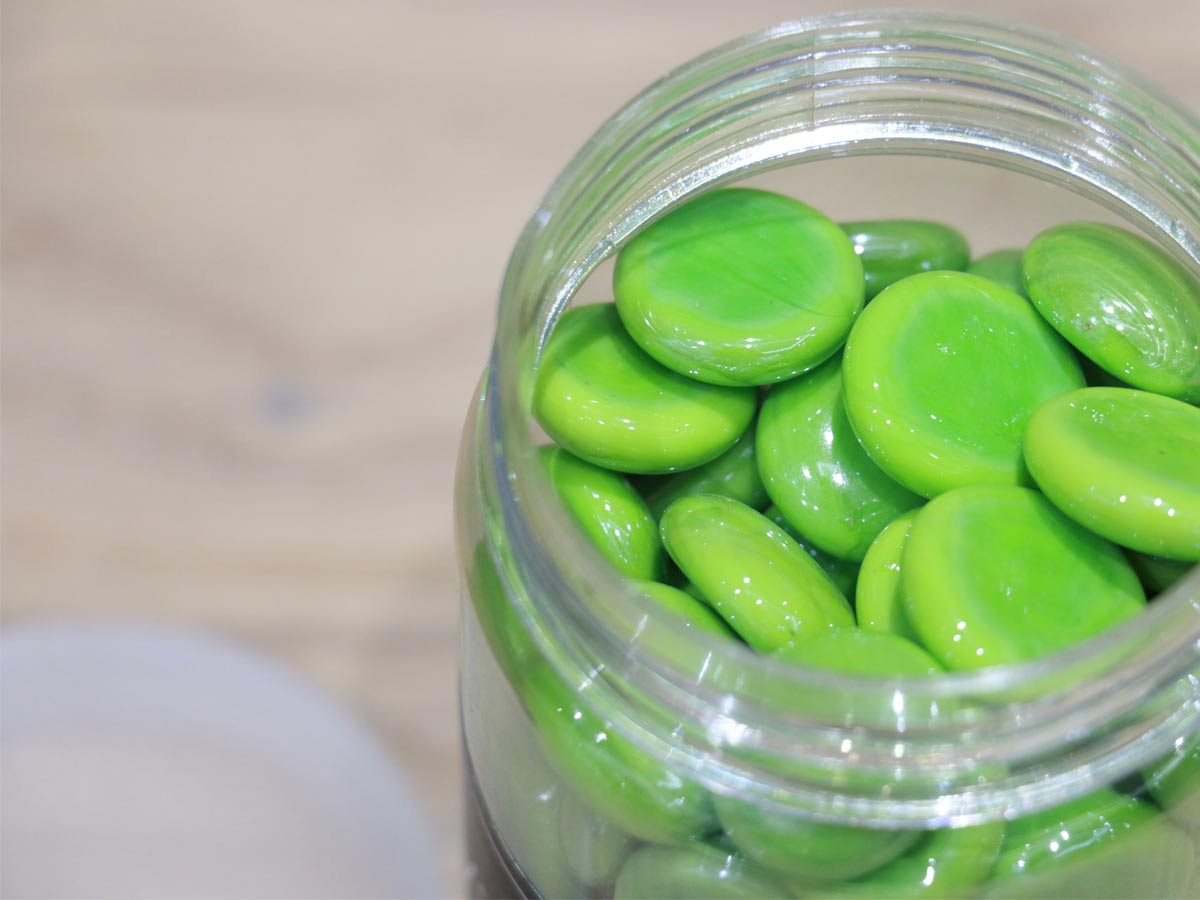 green glass nuggets 500g/jar