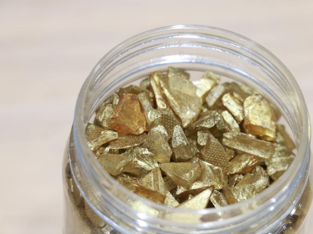 gold color glass stones 550g/jar