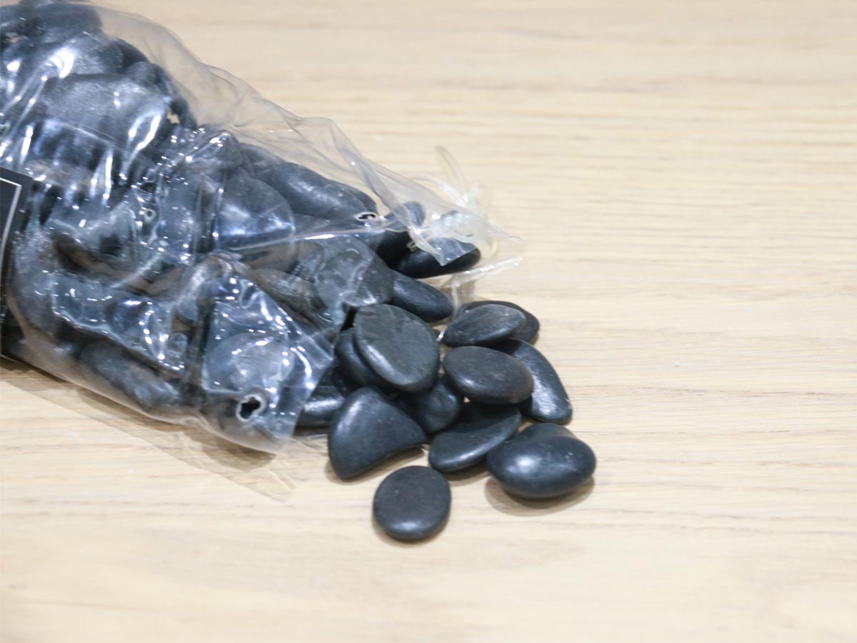 black polished river rocks 1000g/bag
