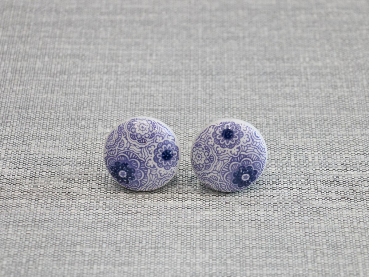 ceramic door knob with purple embroidery (pack of 2)