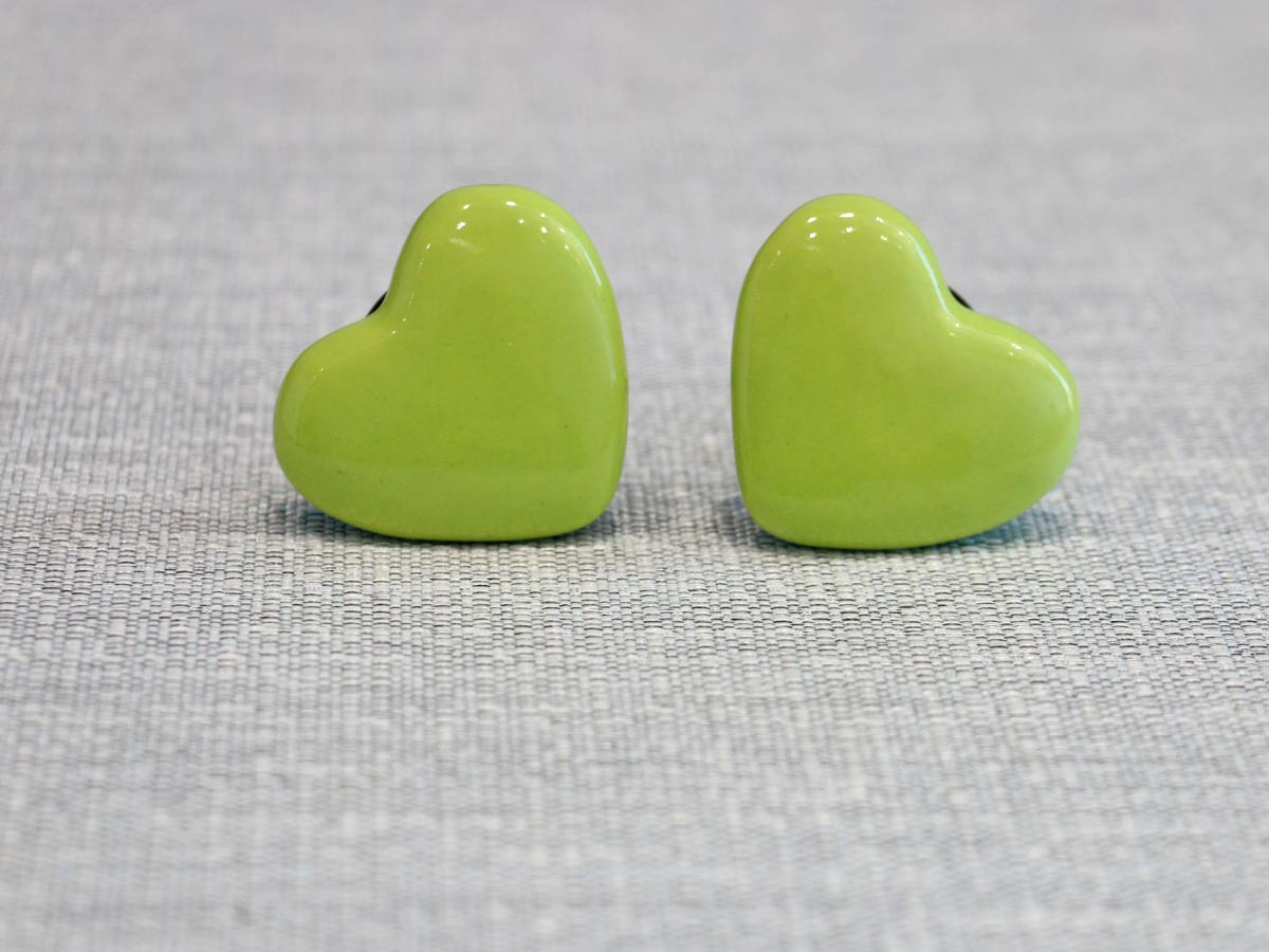 ceramic door knob heart design green (pack of 2)