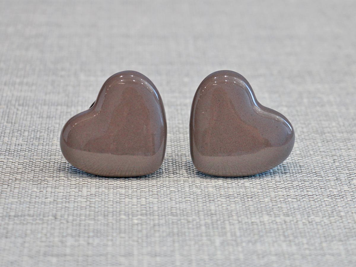 ceramic door knob heart design grey (pack of 2)
