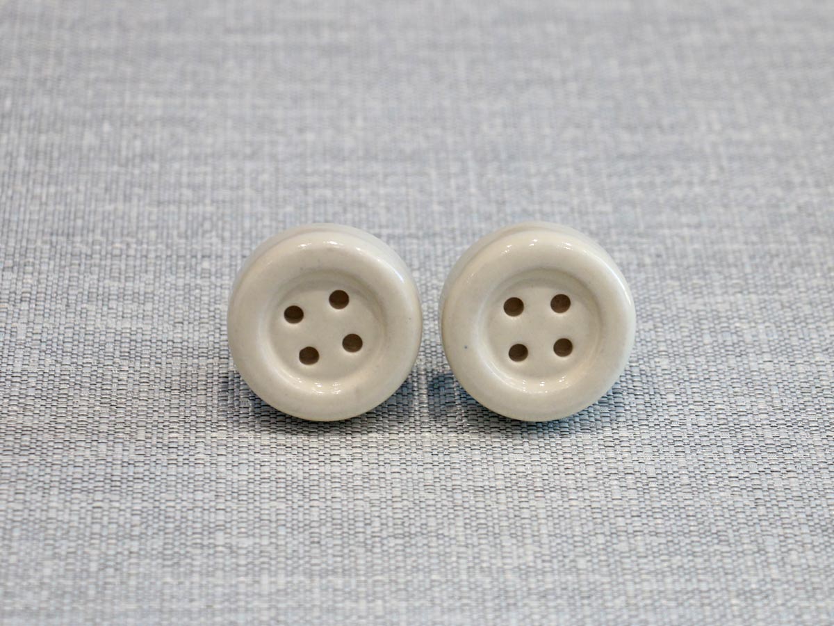 ceramic door knob button design white (pack of 2)