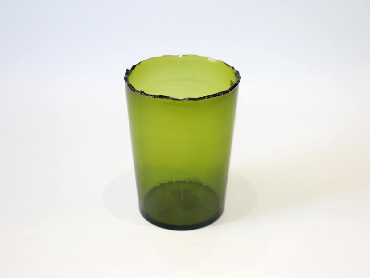 smoked green glass vase