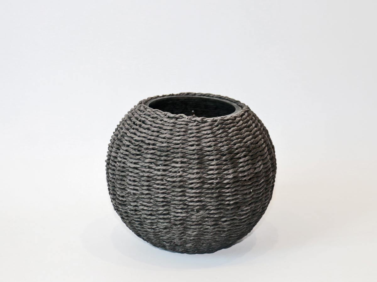 round glass vase covered with black bamboo large