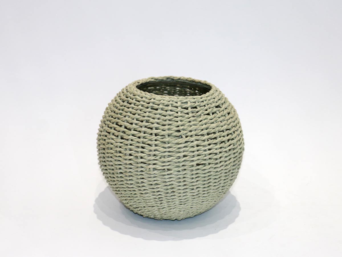 round glass vase covered with green bamboo large