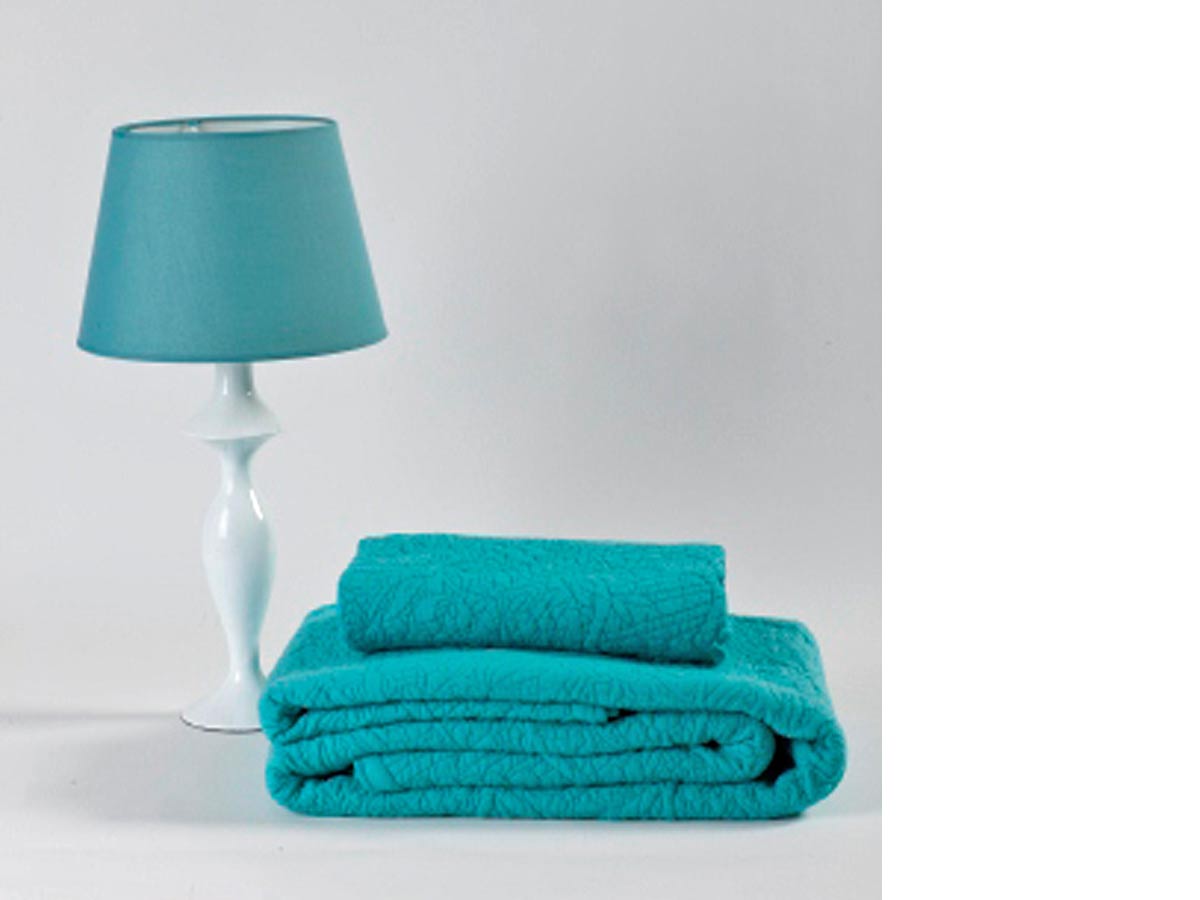 polyresin table lamp with blue shade