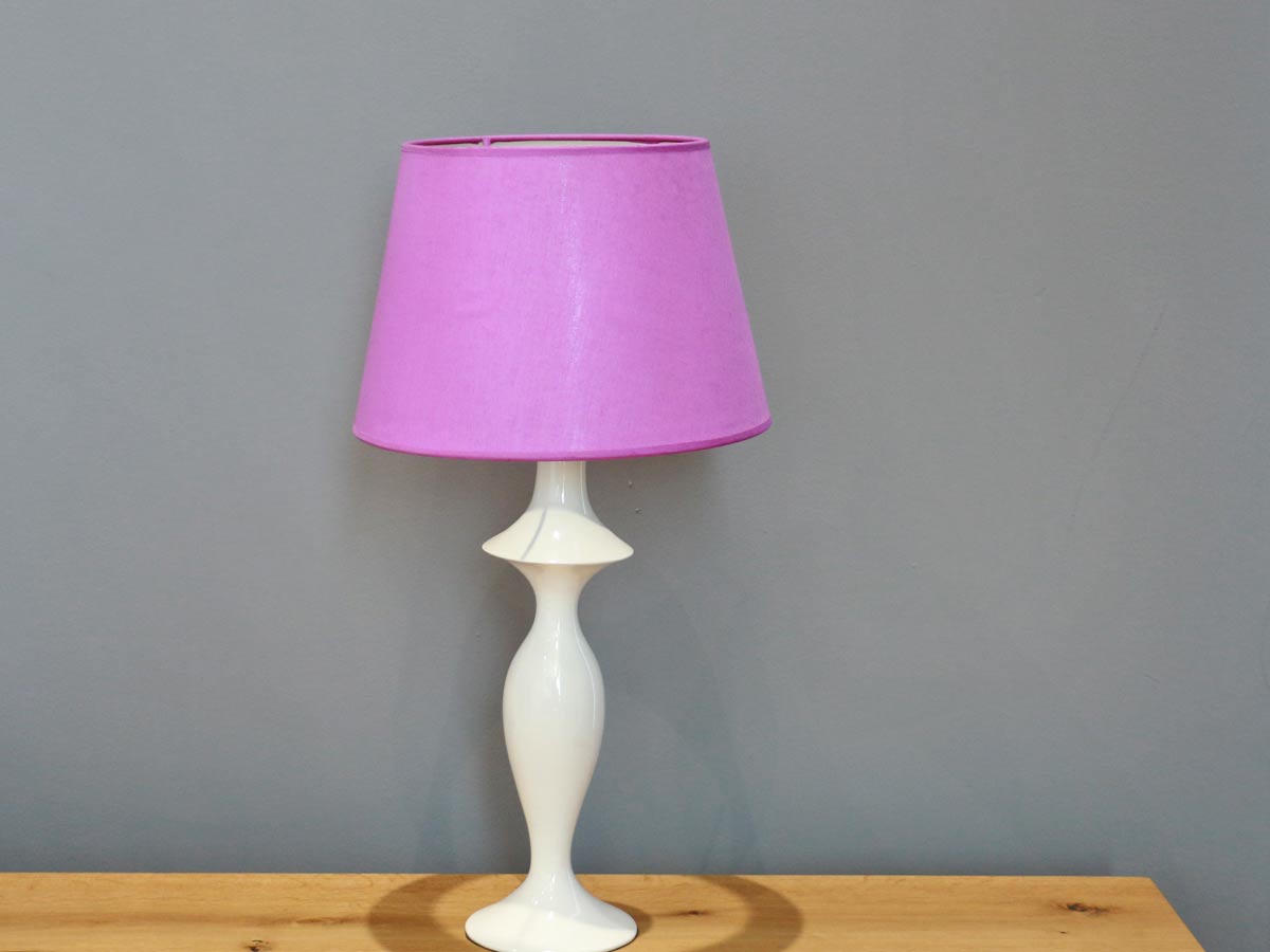 polyresin table lamp with purple shade