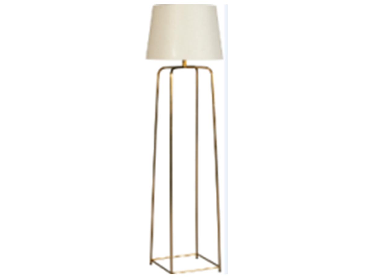 brass color floor lamp with white shade