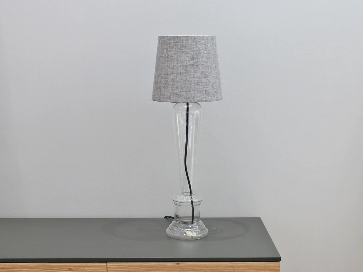 crystal clear glass lamp with white shade