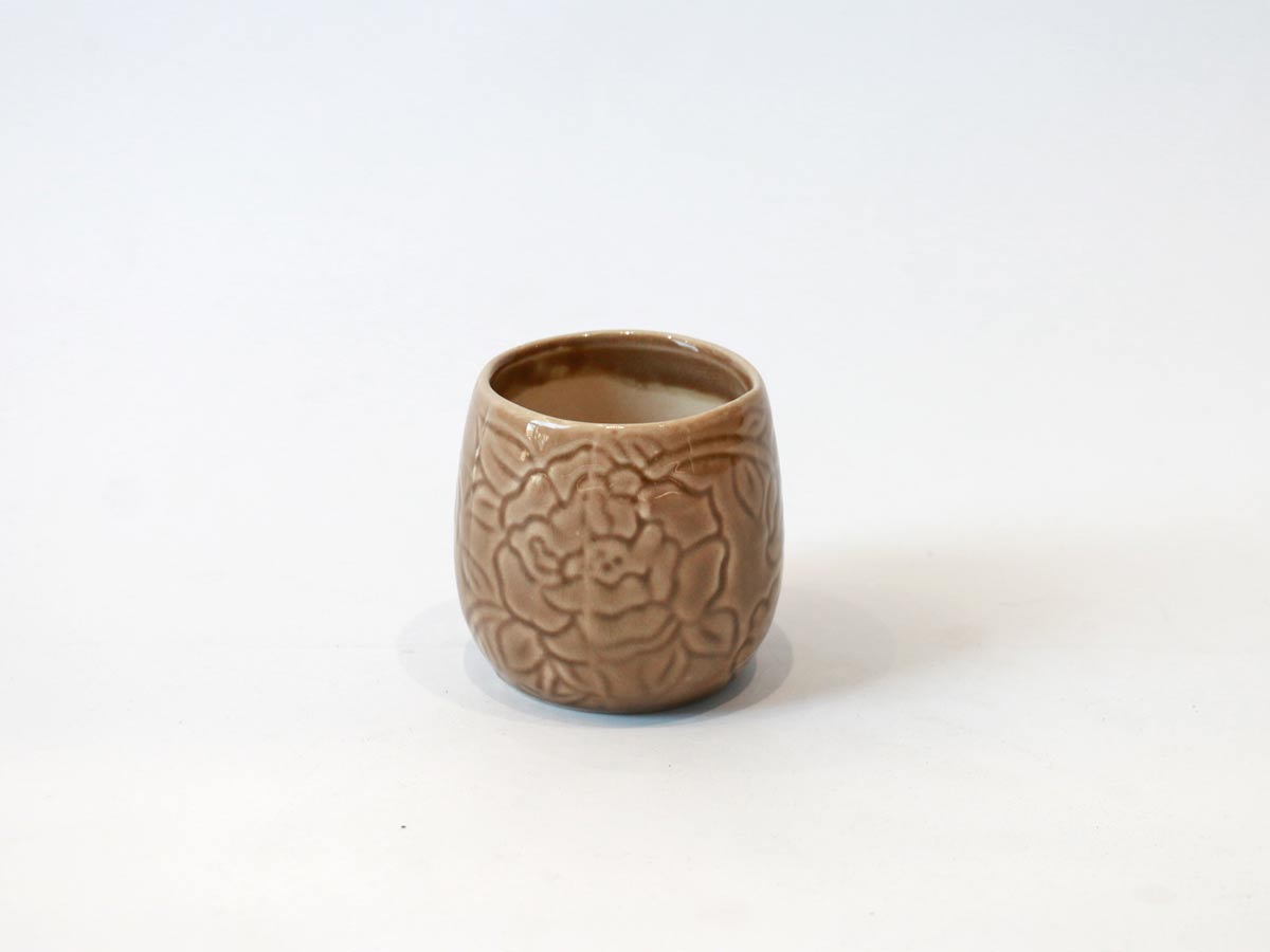 floral design brown mini pot