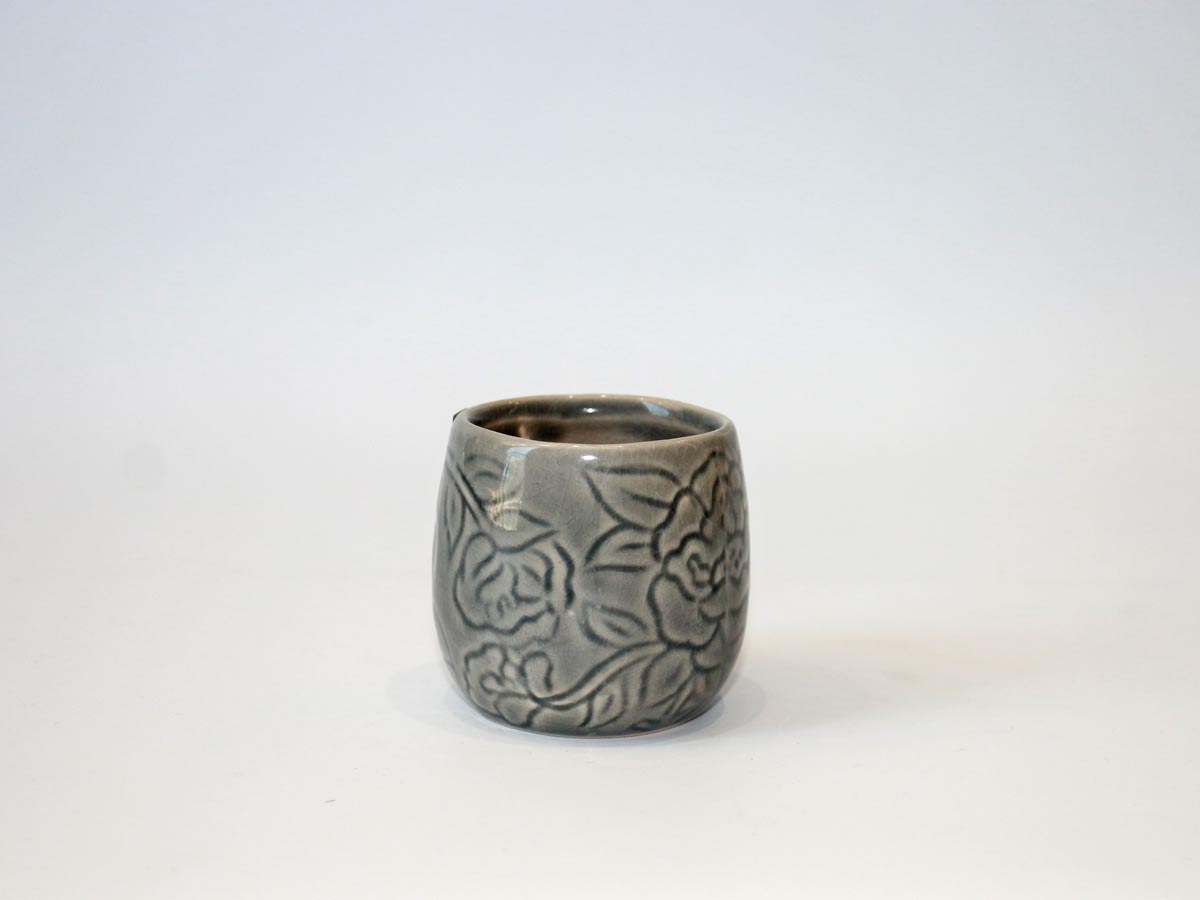floral design grey mini pot
