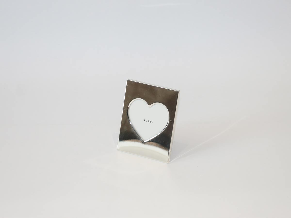 silver color heart design  photo frame 9x9 cm