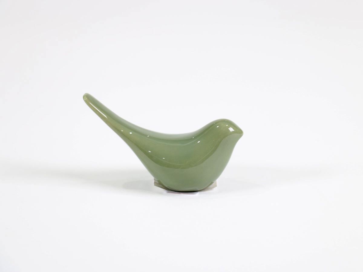 glossy ceramic olive green bird