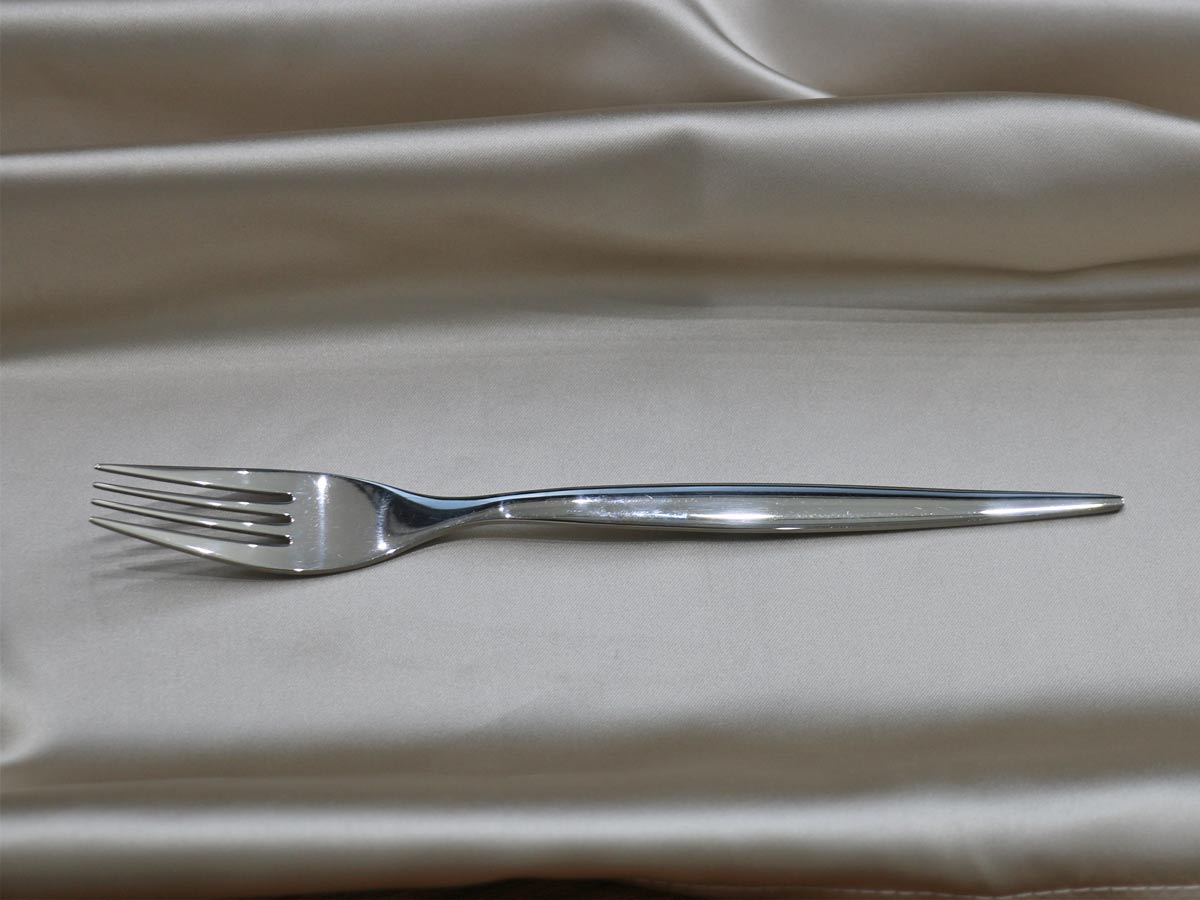 shiny silver-colored stainless steel table fork