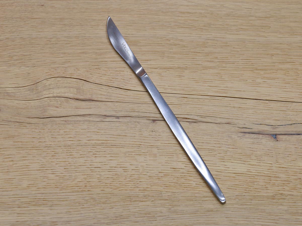 matte silver-colored stainless steel table knife