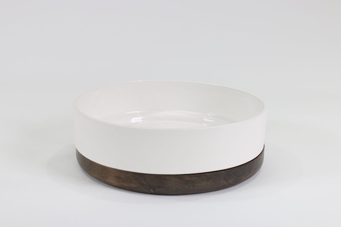 wood base cylindrical bowl
