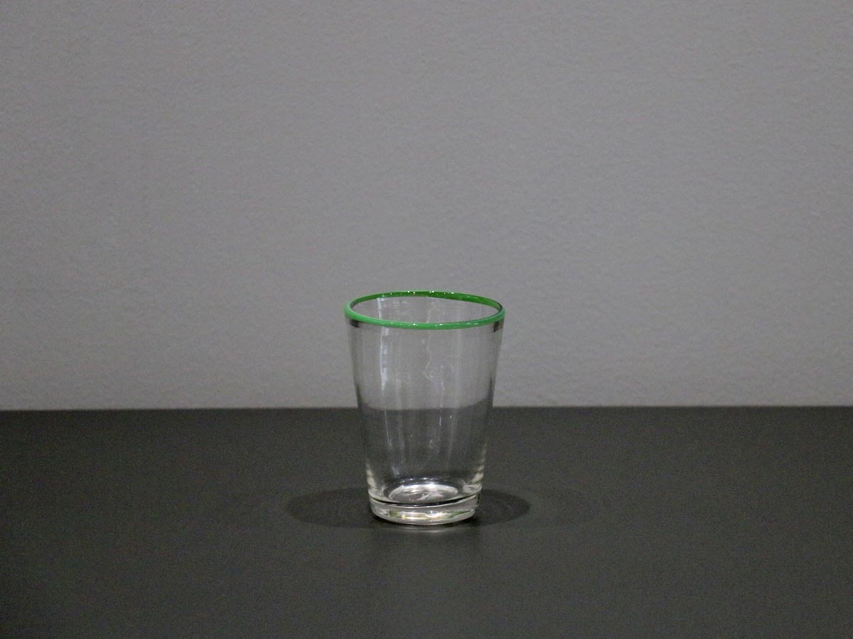 glass with green rim