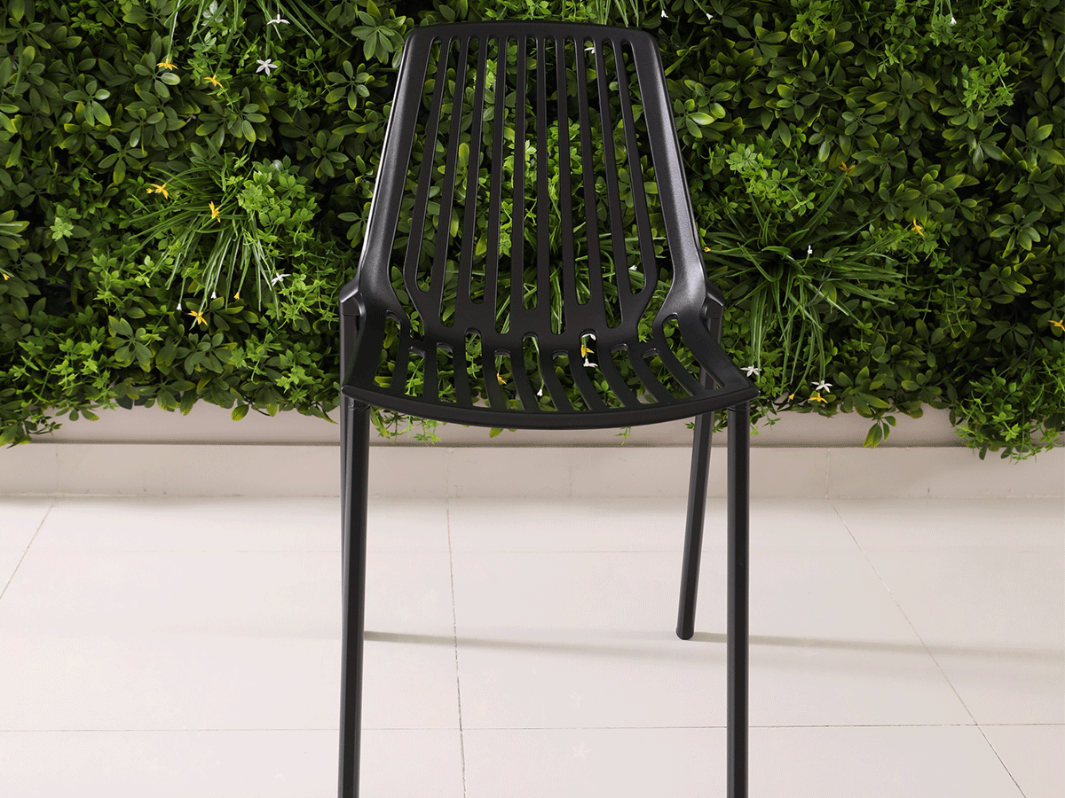 black aluminum chair